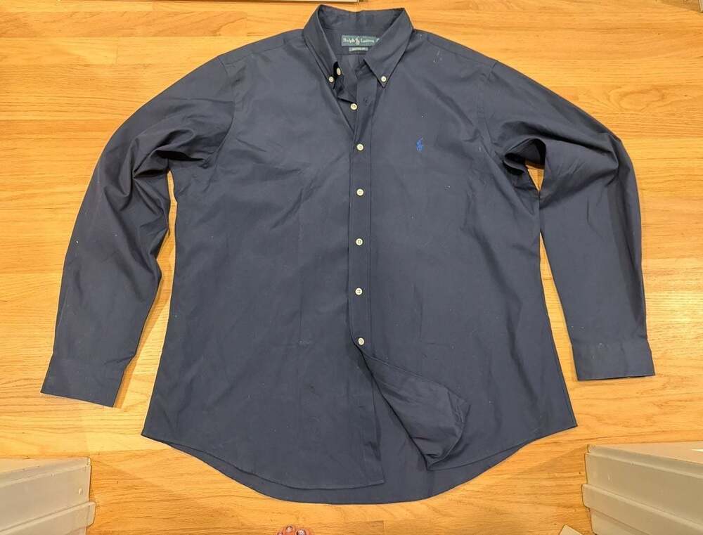 Classic minimalist Ralph Lauren Custom Fit L/S Button Down Shirt Navy XXL